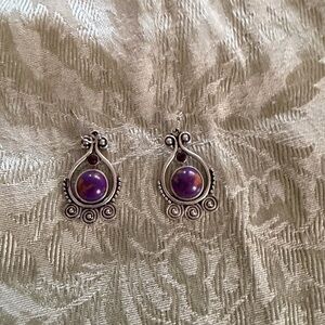 💗Purple Stone Silver-Tone Drop Earrings 💗= 10 for $20 bundle